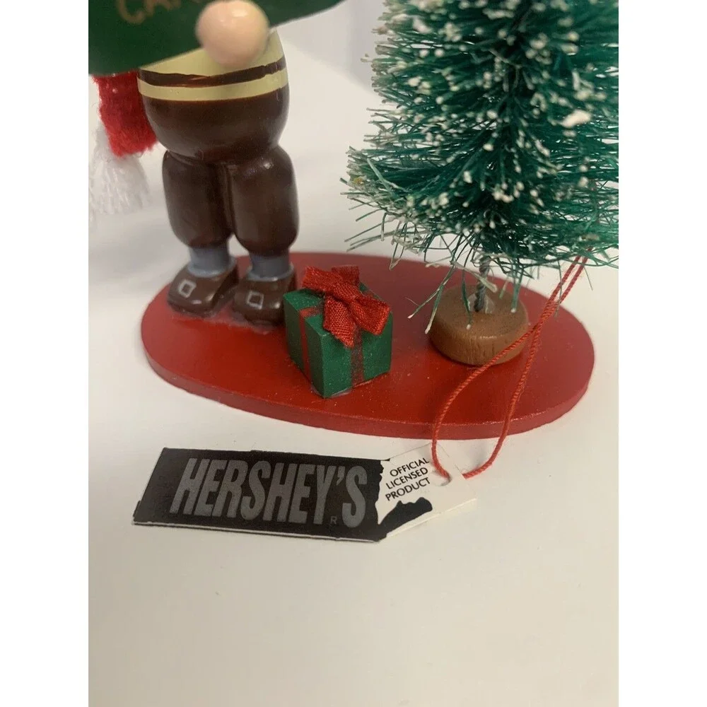 1993 Kurt Adler Wood Christmas Carol Ornament Hersheys Chocolate Elf Singing